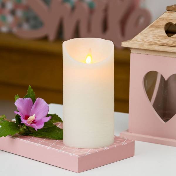 Lotti - Bougie LED flamme oscillante cire rustique blanche à piles H15cm Timer Blanc chaud Lotti - Imagen 7