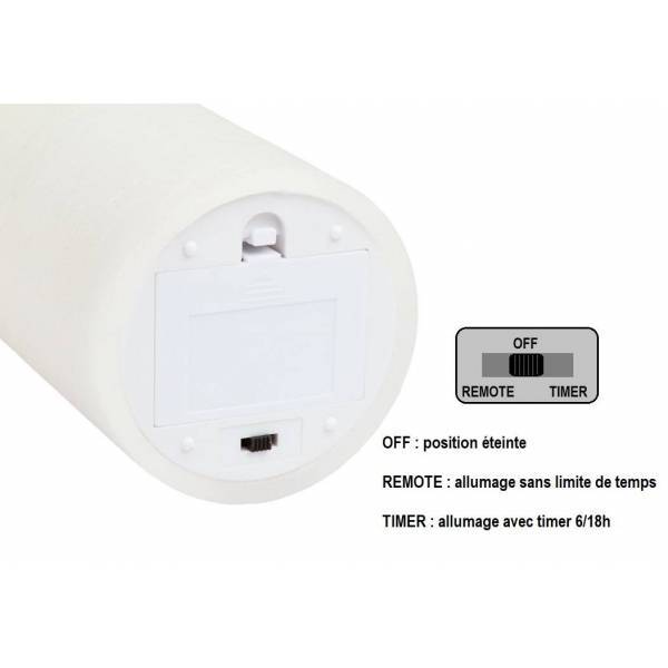 Lotti - Bougie LED flamme oscillante cire rustique blanche à piles H15cm Timer Blanc chaud Lotti - Imagen 6
