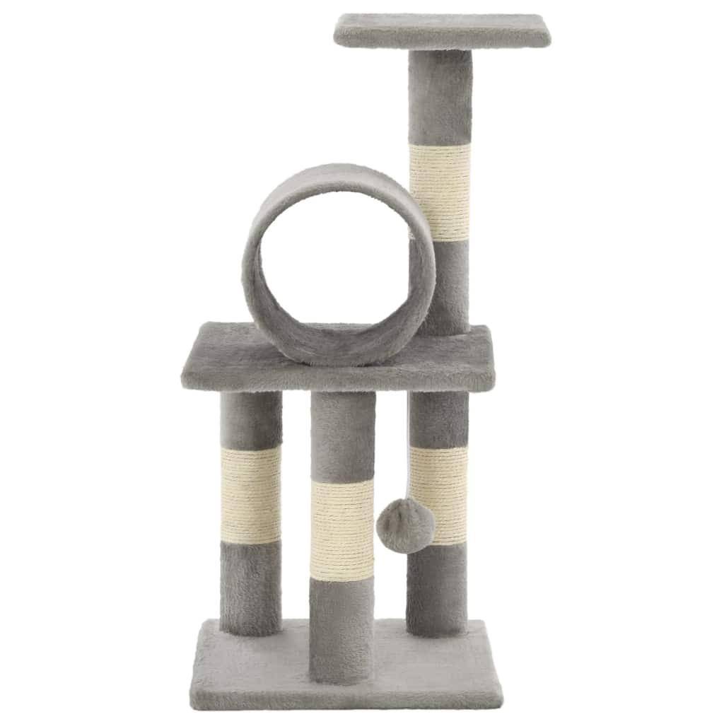 Helloshop26 - Arbre à chat griffoir grattoir niche jouet animaux peluché en sisal 65 cm gris - Image 2