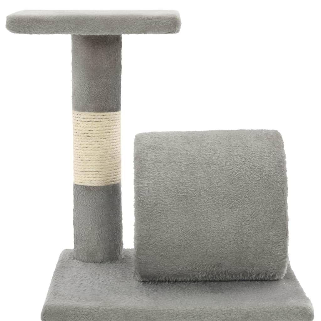 Helloshop26 - Arbre à chat griffoir grattoir niche jouet animaux peluché en sisal 65 cm gris - Imagen 4