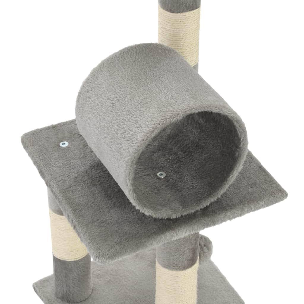 Helloshop26 - Arbre à chat griffoir grattoir niche jouet animaux peluché en sisal 65 cm gris - Image 5