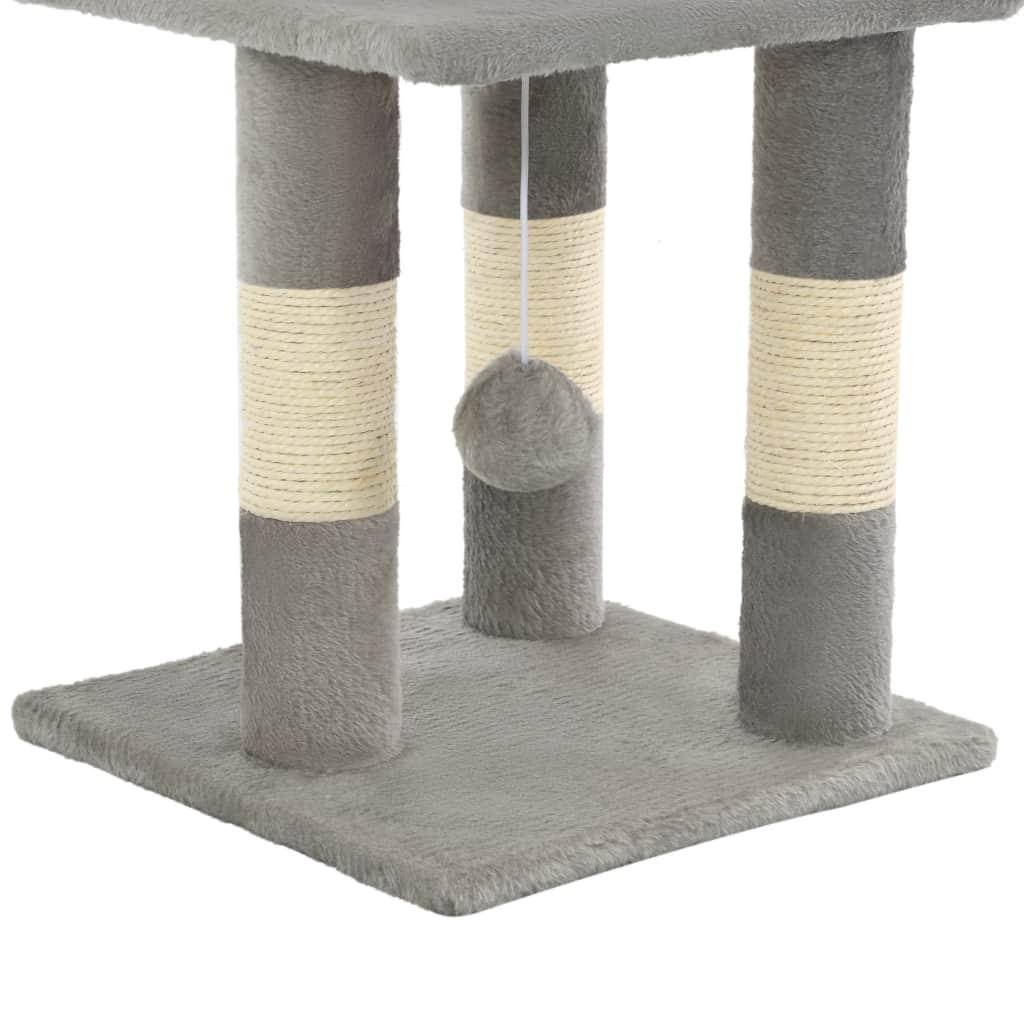 Helloshop26 - Arbre à chat griffoir grattoir niche jouet animaux peluché en sisal 65 cm gris - Imagen 6