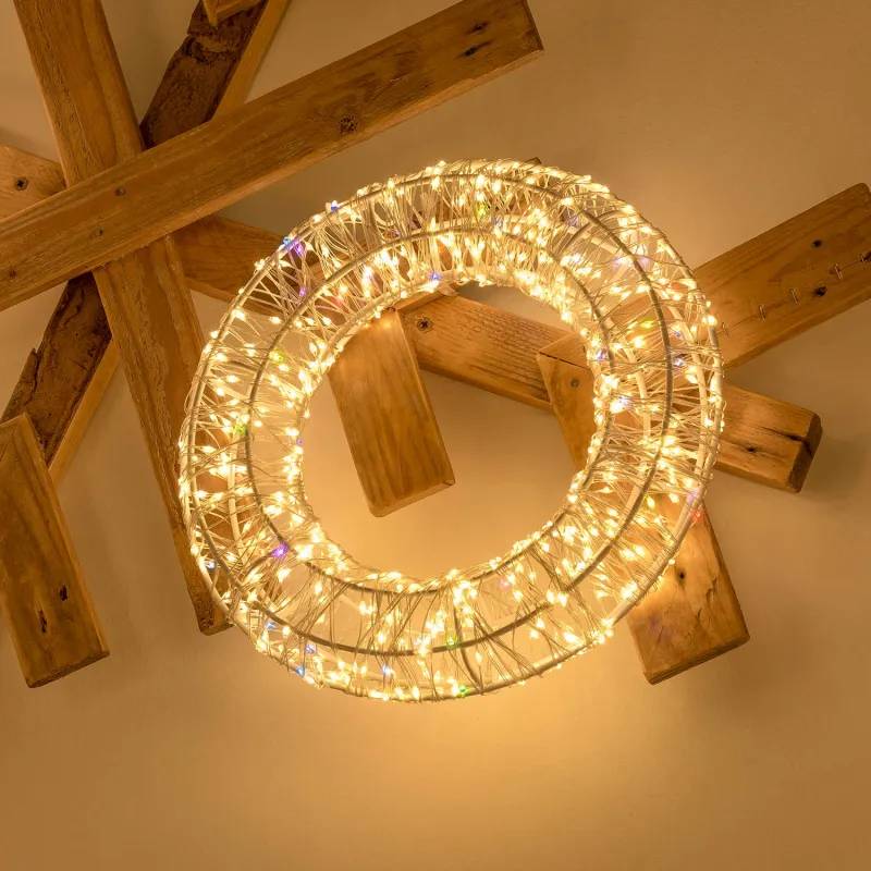 Lotti - Couronne lumineuse 3D ø35cm métal or 480 MicroLED blanc chaud et RGB IP44 MultiFlash Lotti - Image 10