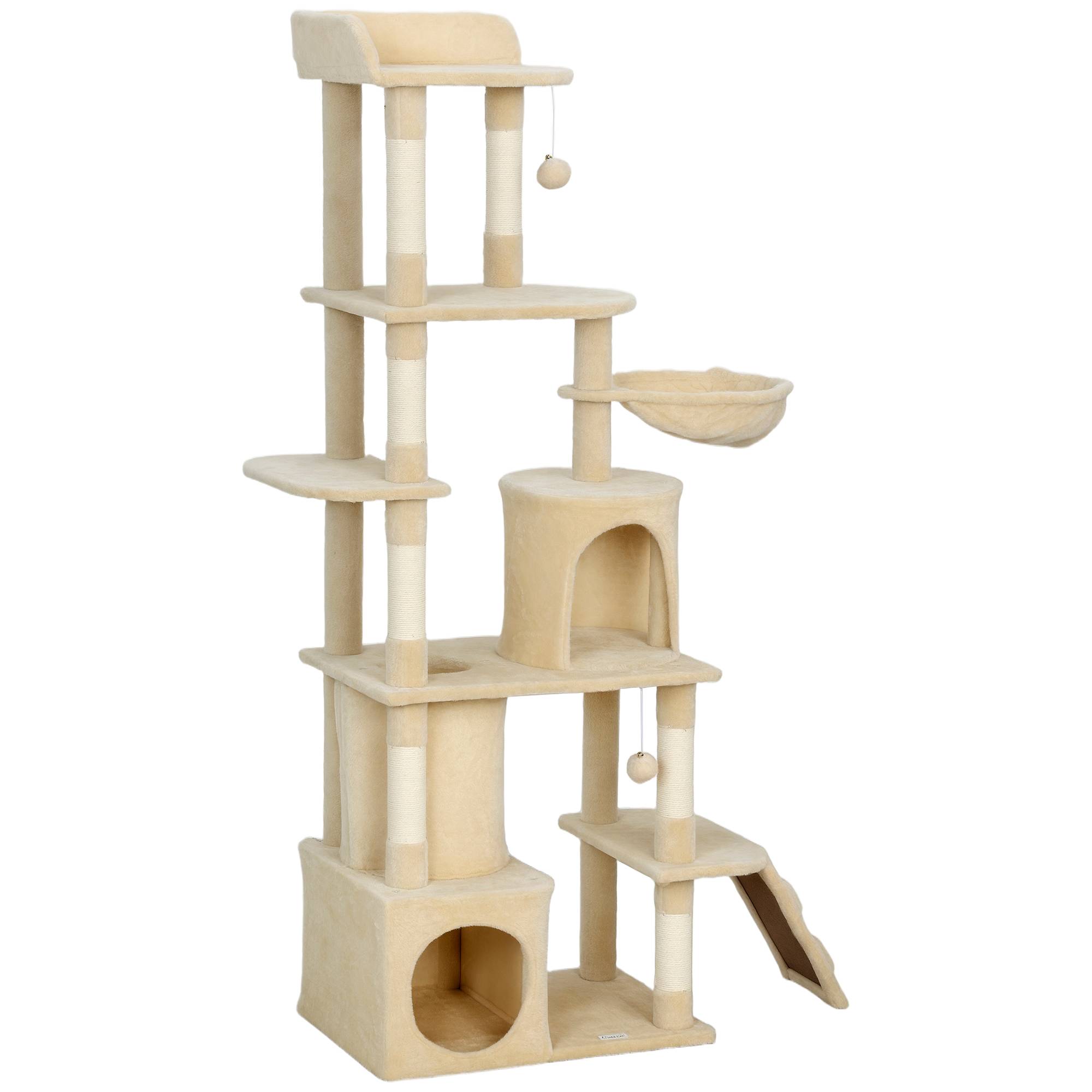 Grand arbre à chat 170cm, 7 poteaux, 1 tunnel, 3 plateformes, 2 grottes ...