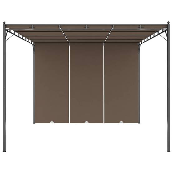 ComfortXL - Tonnelle de Jardin Acier avec Rideau Latéral Réglable Abri Soleil Terrasse Taupe 4x3 m – ComfortXL Outdoor Living - Image 3