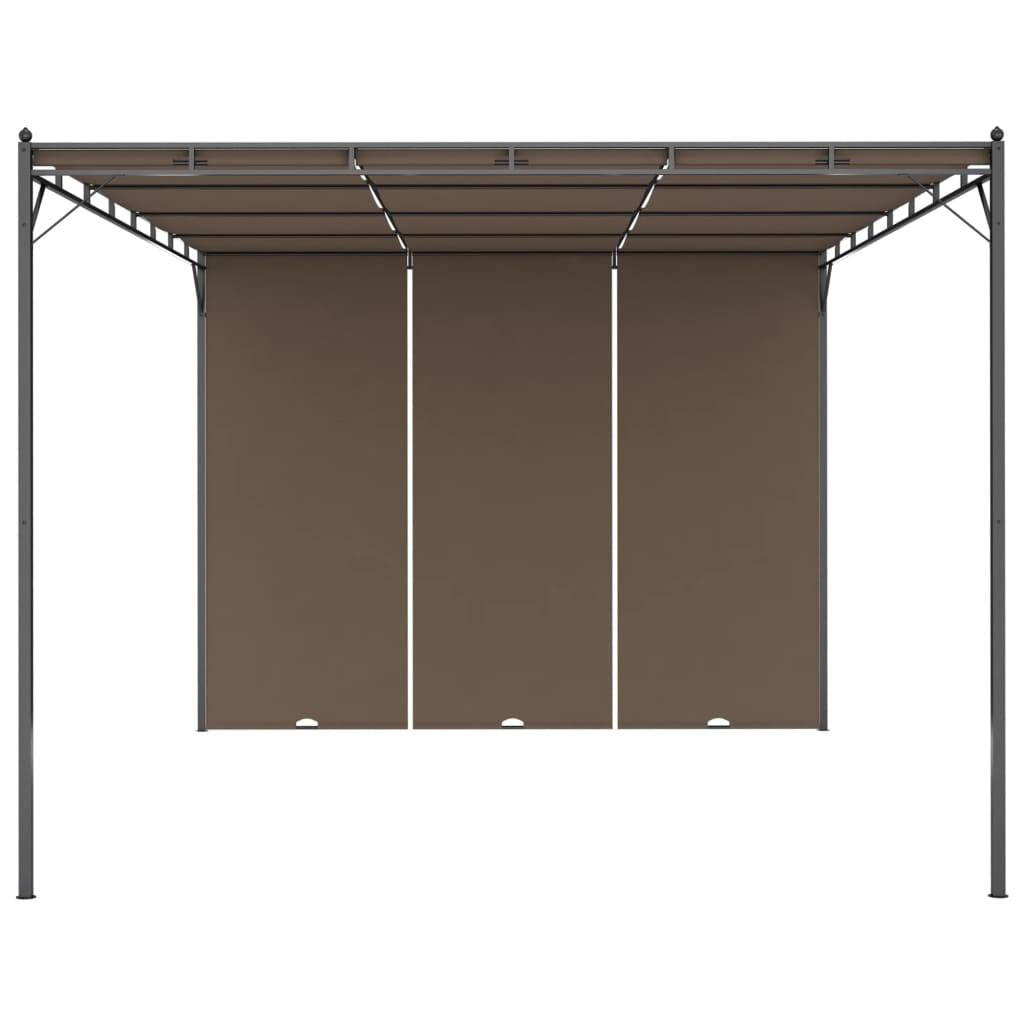 ComfortXL - Tonnelle de Jardin Acier avec Rideau Latéral Réglable Abri Soleil Terrasse Taupe 4x3 m – ComfortXL Outdoor Living - Image 3