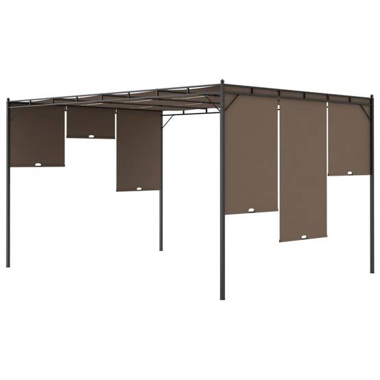 ComfortXL - Tonnelle de Jardin Acier avec Rideau Latéral Réglable Abri Soleil Terrasse Taupe 4x3 m – ComfortXL Outdoor Living - Image 7