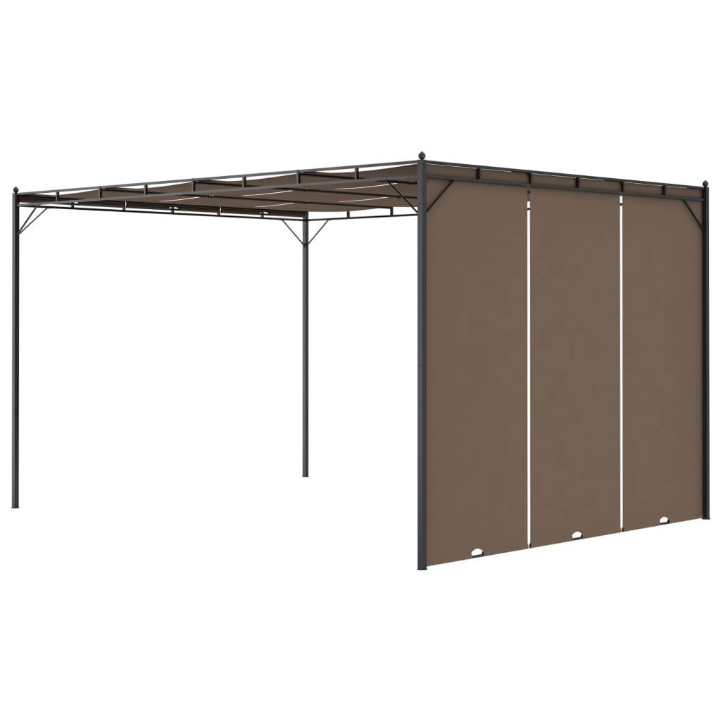ComfortXL - Tonnelle de Jardin Acier avec Rideau Latéral Réglable Abri Soleil Terrasse Taupe 4x3 m – ComfortXL Outdoor Living - Image 5