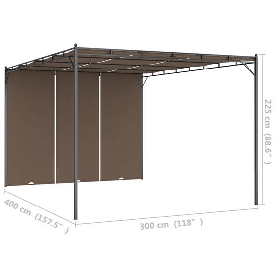 ComfortXL - Tonnelle de Jardin Acier avec Rideau Latéral Réglable Abri Soleil Terrasse Taupe 4x3 m – ComfortXL Outdoor Living - Image 9
