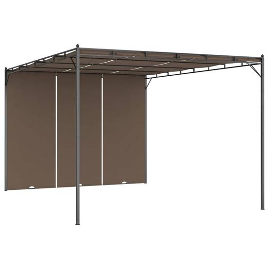 ComfortXL - Tonnelle de Jardin Acier avec Rideau Latéral Réglable Abri Soleil Terrasse Taupe 4x3 m – ComfortXL Outdoor Living - Image 2