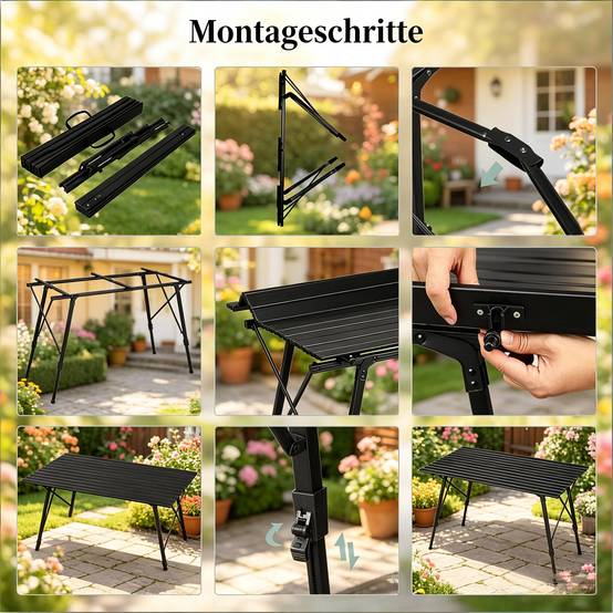 ComfortXL - Table camping pliante aluminium extérieur hauteur réglable 120x68.5cm noir - ComfortXL Outdoor Living - Image 3