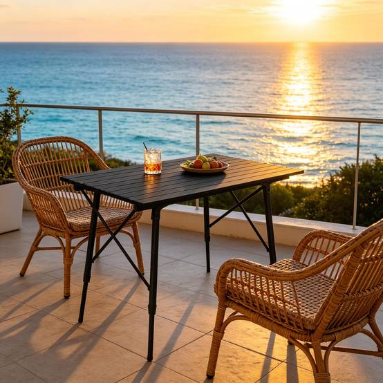 ComfortXL - Table camping pliante aluminium extérieur hauteur réglable 120x68.5cm noir - ComfortXL Outdoor Living - Image 2