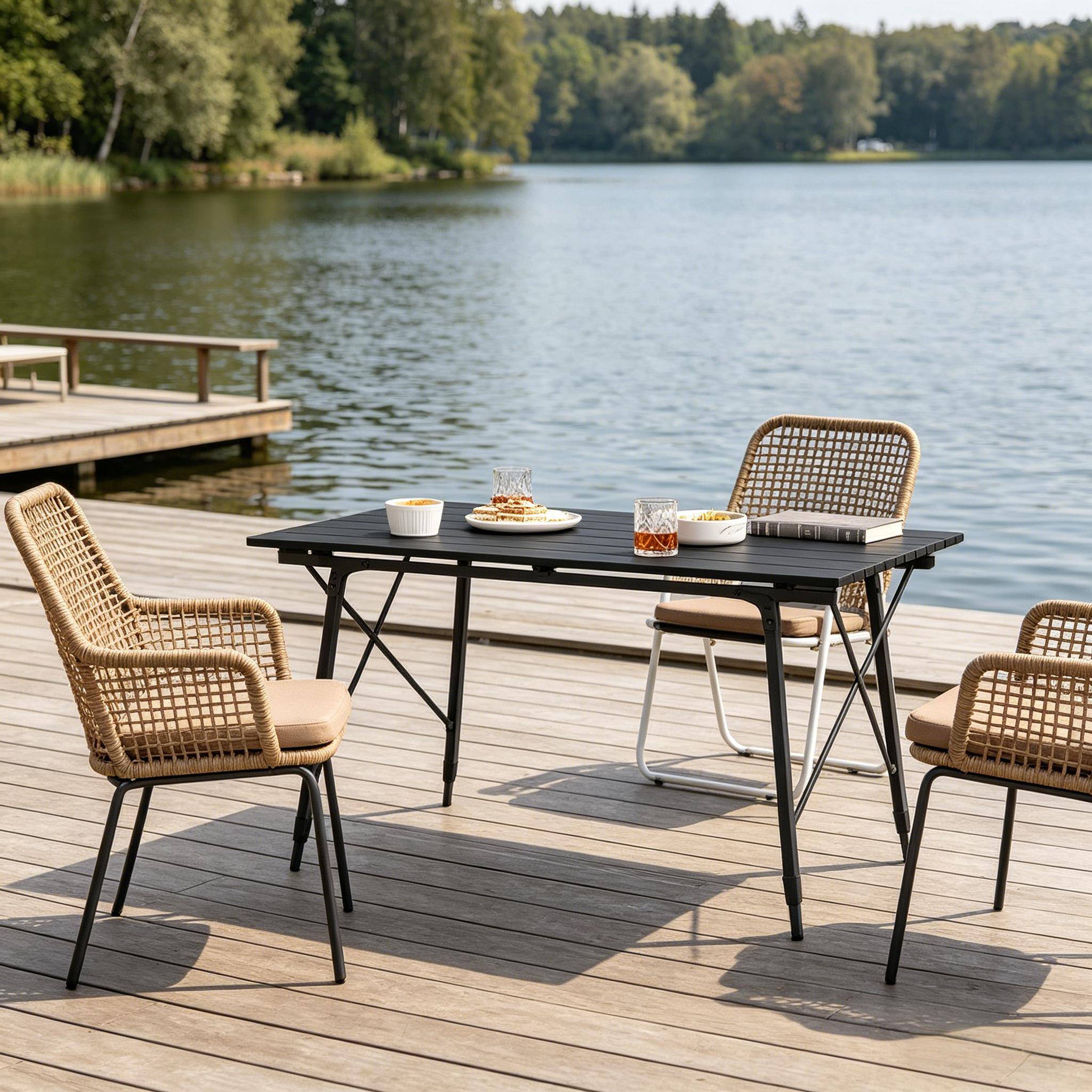ComfortXL - Table camping pliante aluminium extérieur hauteur réglable 120x68.5cm noir - ComfortXL Outdoor Living - Image 5