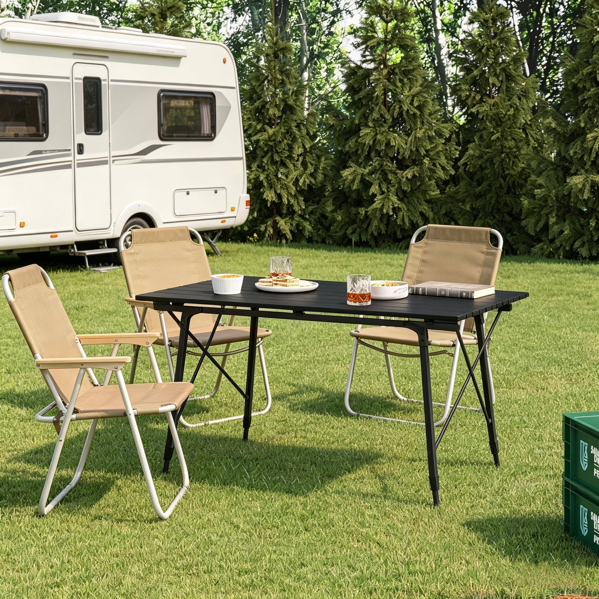 ComfortXL - Table camping pliante aluminium extérieur hauteur réglable 120x68.5cm noir - ComfortXL Outdoor Living - Image 6