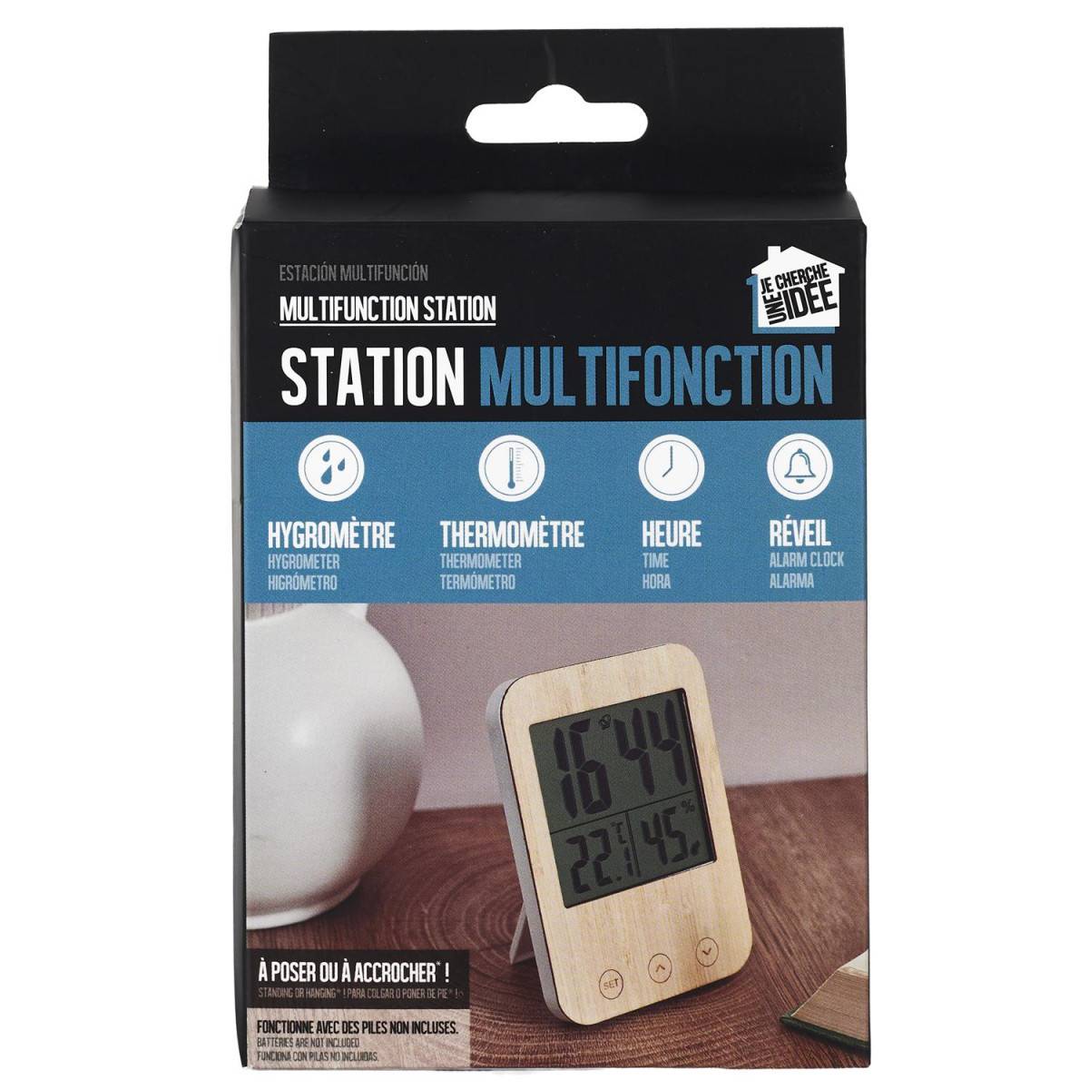 Réveil Station Météo "Multifonction" 12cm Naturel - Image 6