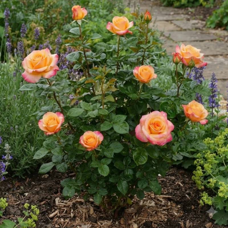 Rosier à grandes fleurs Rochemenier Village® 'Frycalm' à fleurs Rose/Jaune - feuillage Caduc - Pot de 3L - 20/40 cm - Image 2