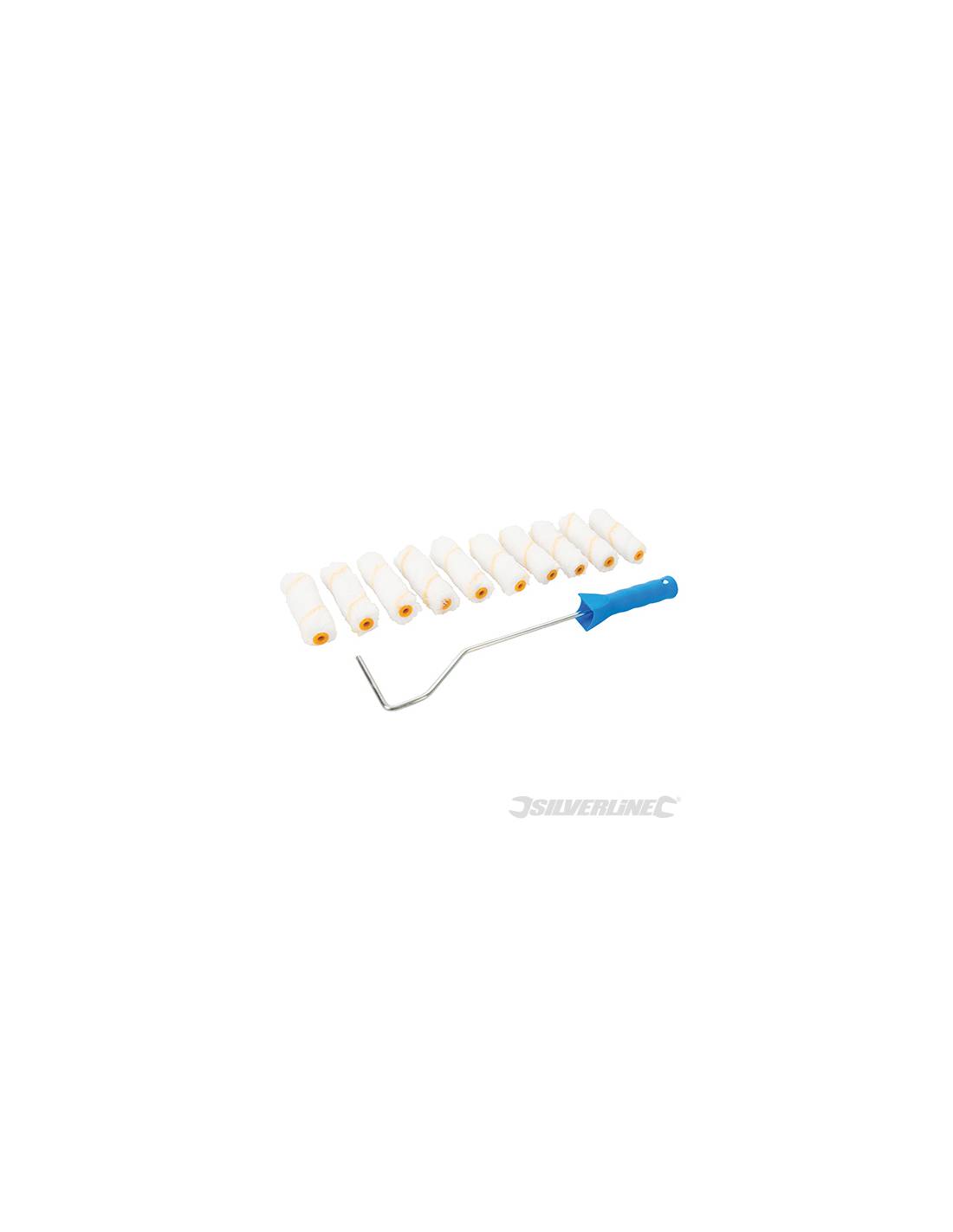 Silverline - Kit Peinture : Mini-monture Pour Rouleau Avec 10 Manchons - 100 Mm