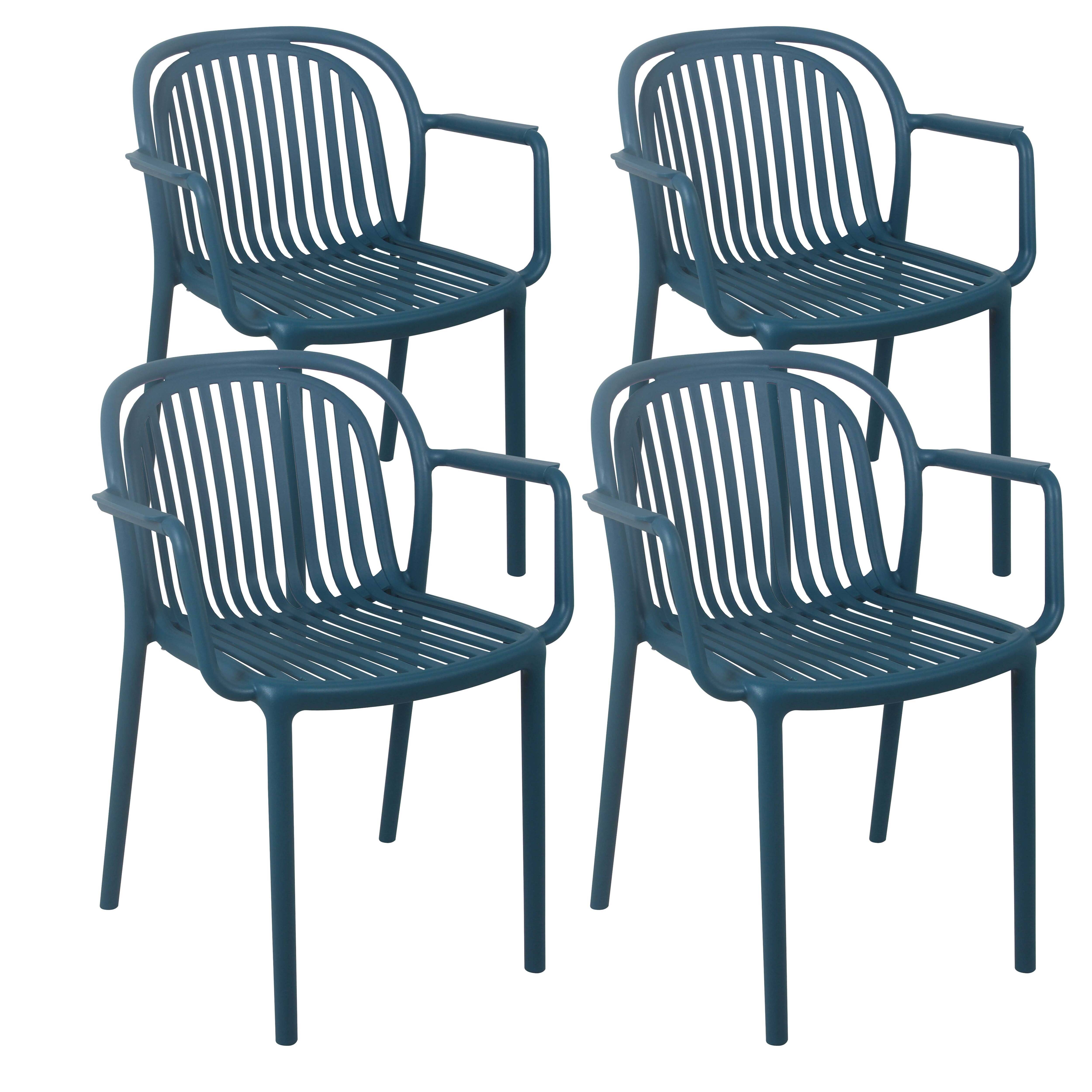 Oviala - Lot de 4 fauteuils en plastique bleu canard Copenhague - Oviala - Imagen 1