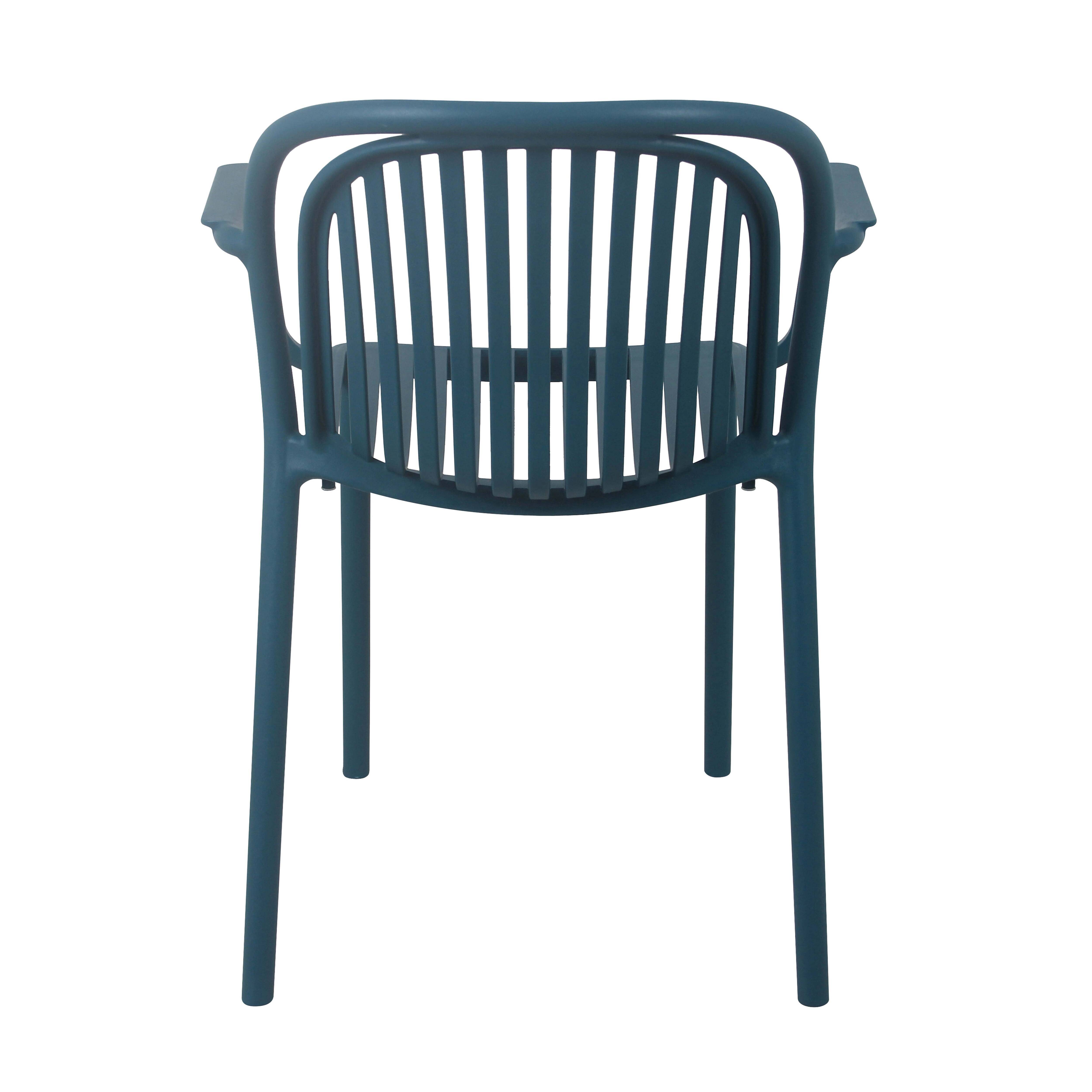 Oviala - Lot de 4 fauteuils en plastique bleu canard Copenhague - Oviala - Imagen 5