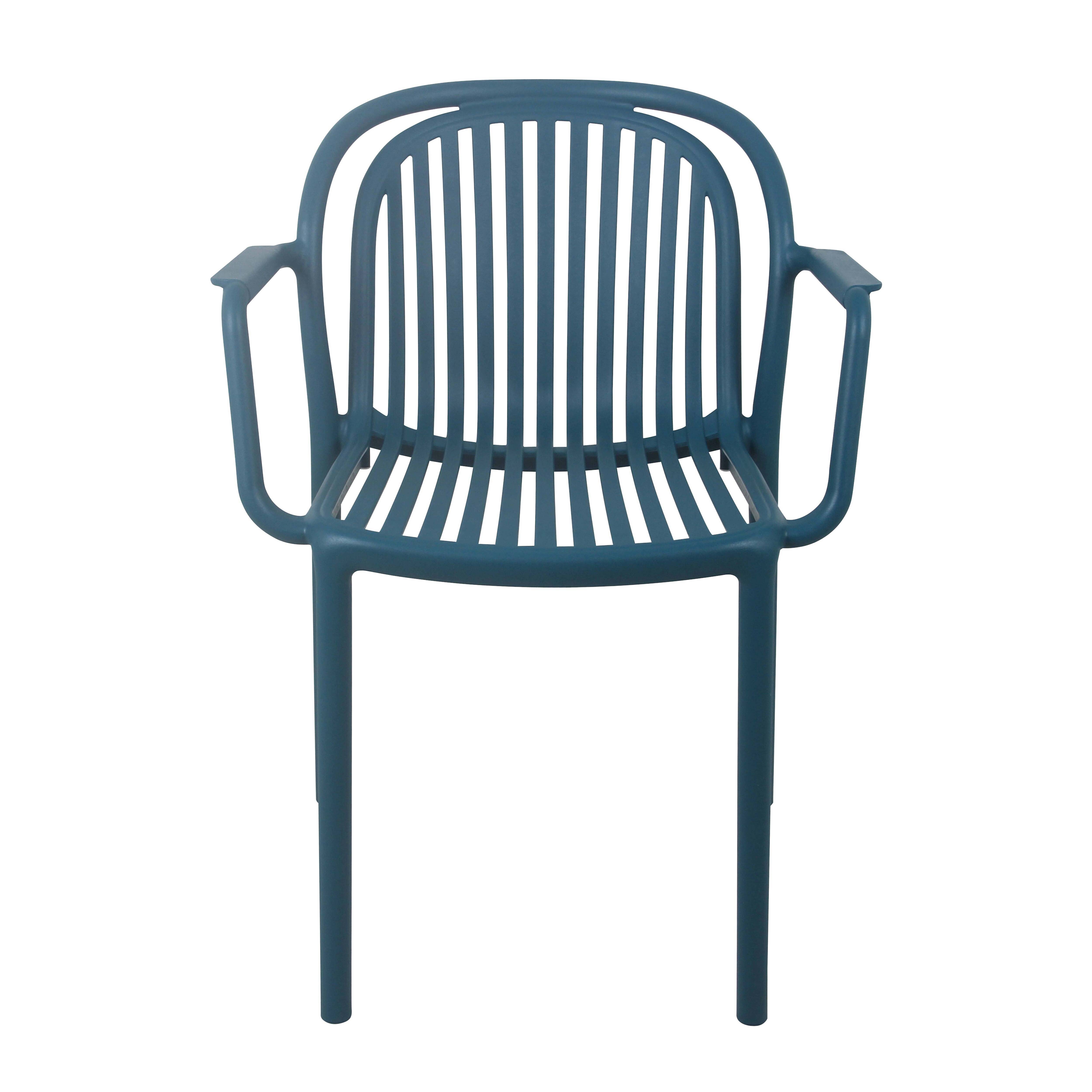 Oviala - Lot de 4 fauteuils en plastique bleu canard Copenhague - Oviala - Imagen 4