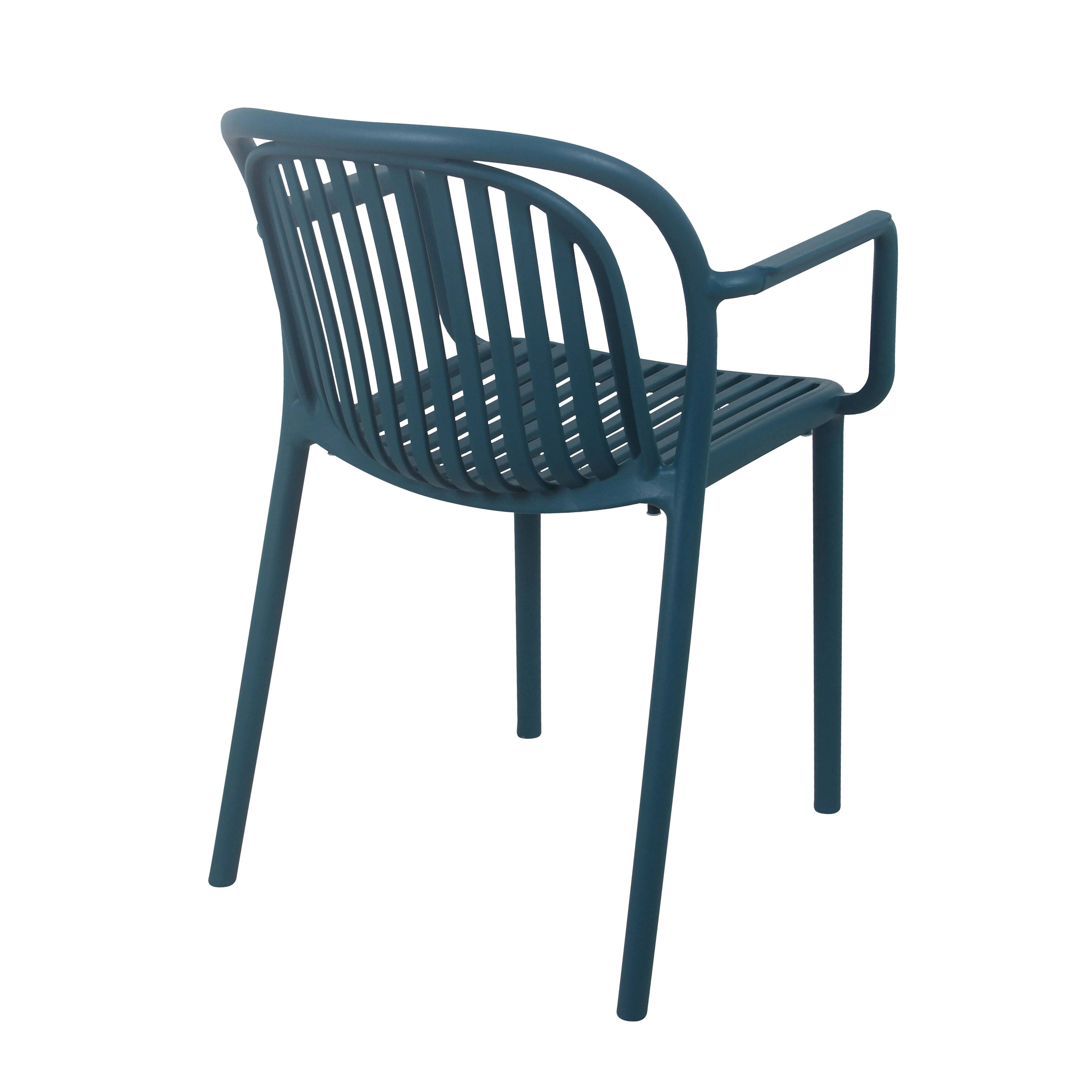 Oviala - Lot de 4 fauteuils en plastique bleu canard Copenhague - Oviala - Imagen 6