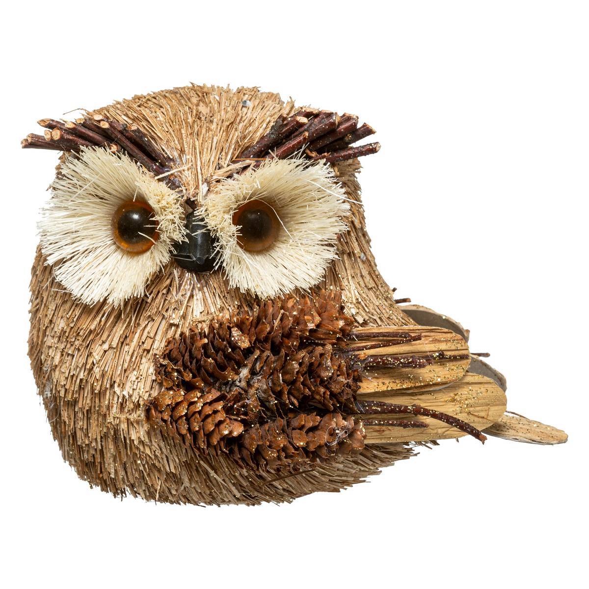 Fééric Lights & Christmas - Polyfoam Hibou Pomme Pin L 15 cm - Atmosphera Créateur d'intérieur