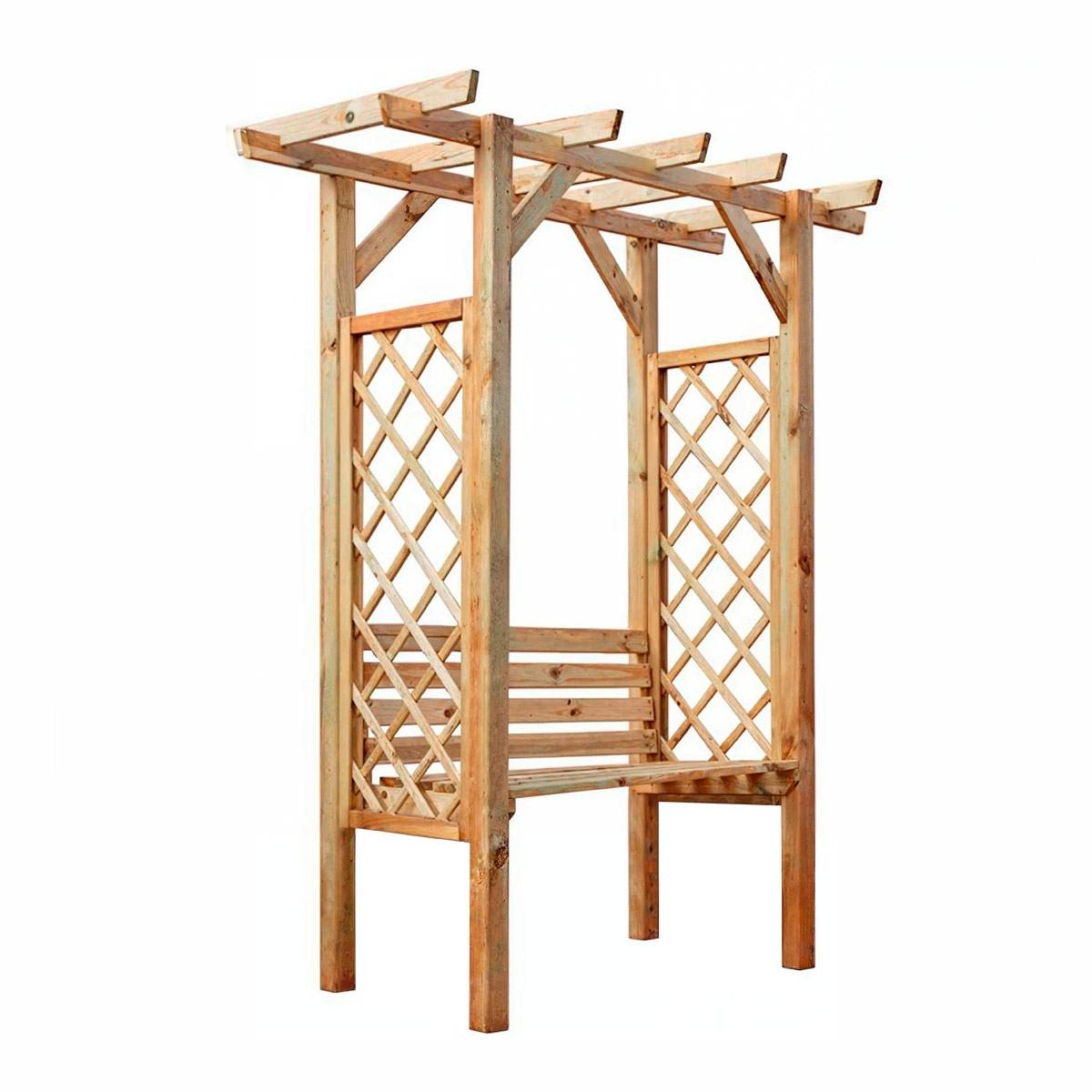 Banc 2 places avec arche traditionnel en bois - Cémonjardin - Imagen 1