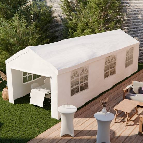 sweeek - Tente de réception - Burdigala 3x9m - Blanc. connecteurs métal. tente de jardin idéale pour réception à utiliser comme pavillon. chapiteau | sweeek - Image 1
