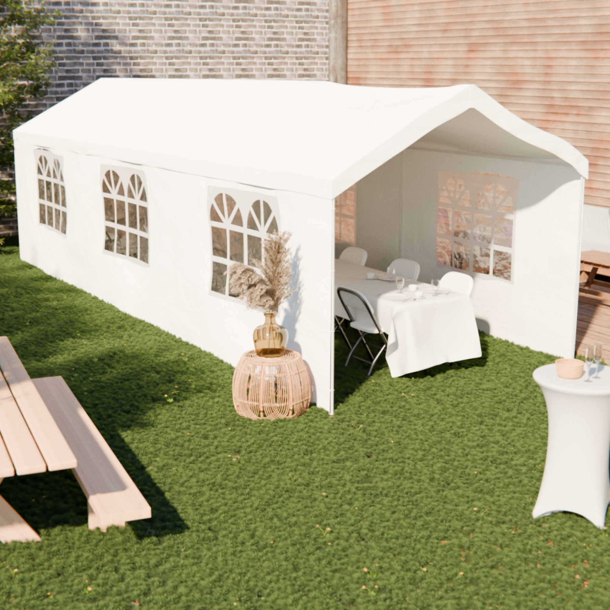 sweeek - Tente de réception - Burdigala 3x9m -  Blanc. connecteurs métal. tente de jardin idéale pour réception à utiliser comme pavillon. chapiteau | sweeek - Image 3