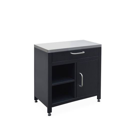 sweeek - Meuble de cuisine extérieure en acier L80cm avec 1 tiroir. 1 porte et 2 étagères de rangement | sweeek - Image 2