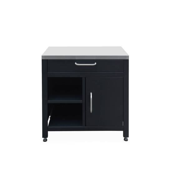 sweeek - Meuble de cuisine extérieure en acier L80cm avec 1 tiroir. 1 porte et 2 étagères de rangement | sweeek - Image 5