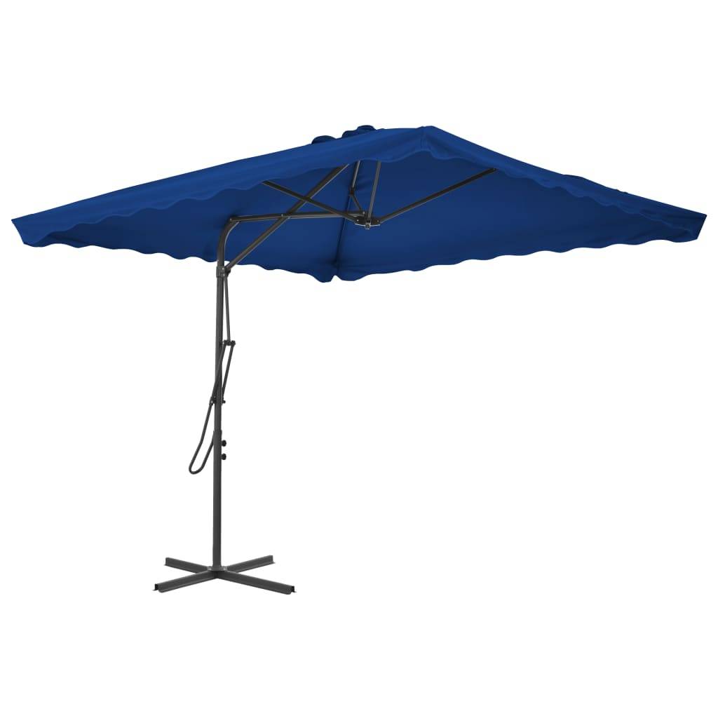 Helloshop26 - Parasol d'extérieur avec mât en acier 250 x 250 x 230 cm bleu - Imagen 1