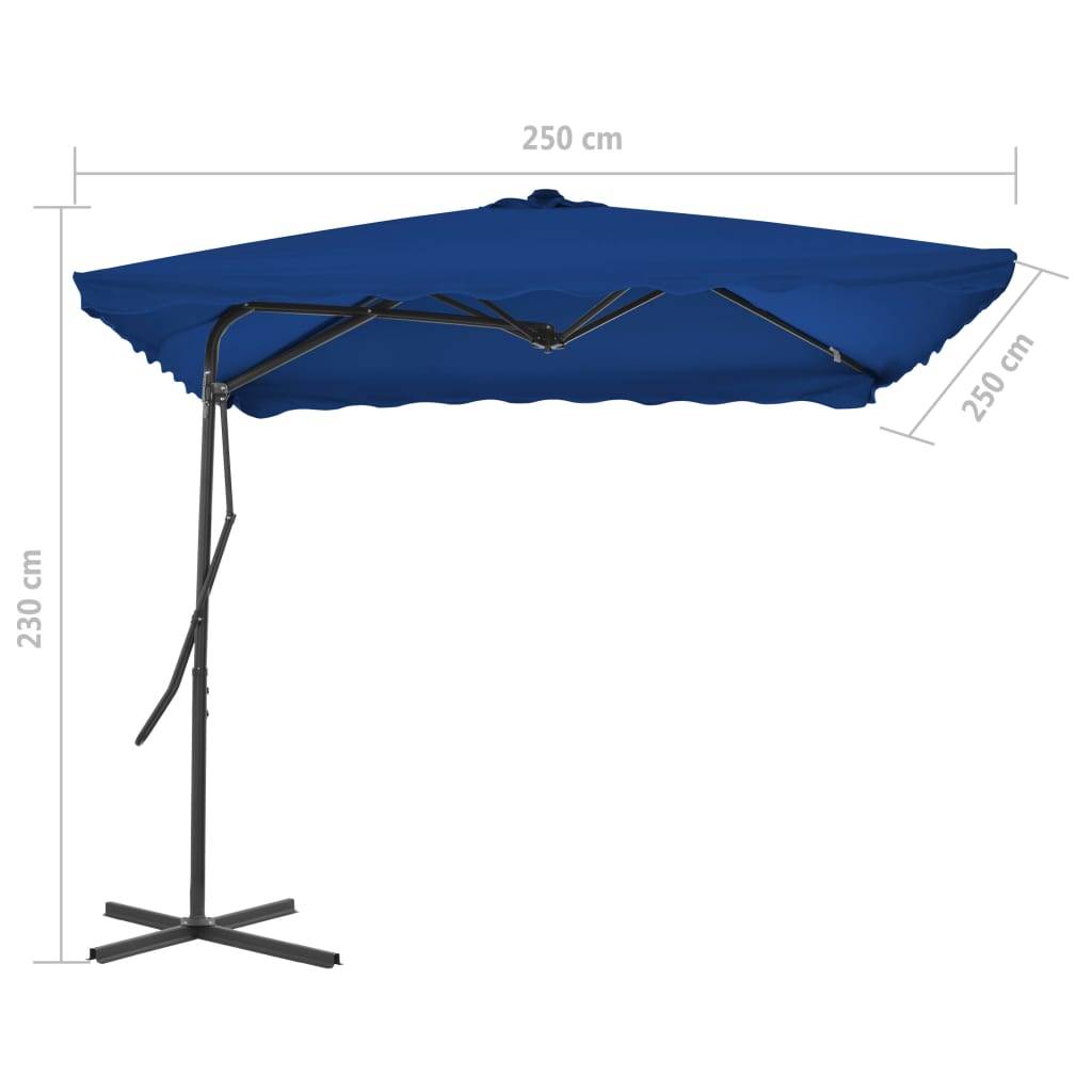 Helloshop26 - Parasol d'extérieur avec mât en acier 250 x 250 x 230 cm bleu - Imagen 6