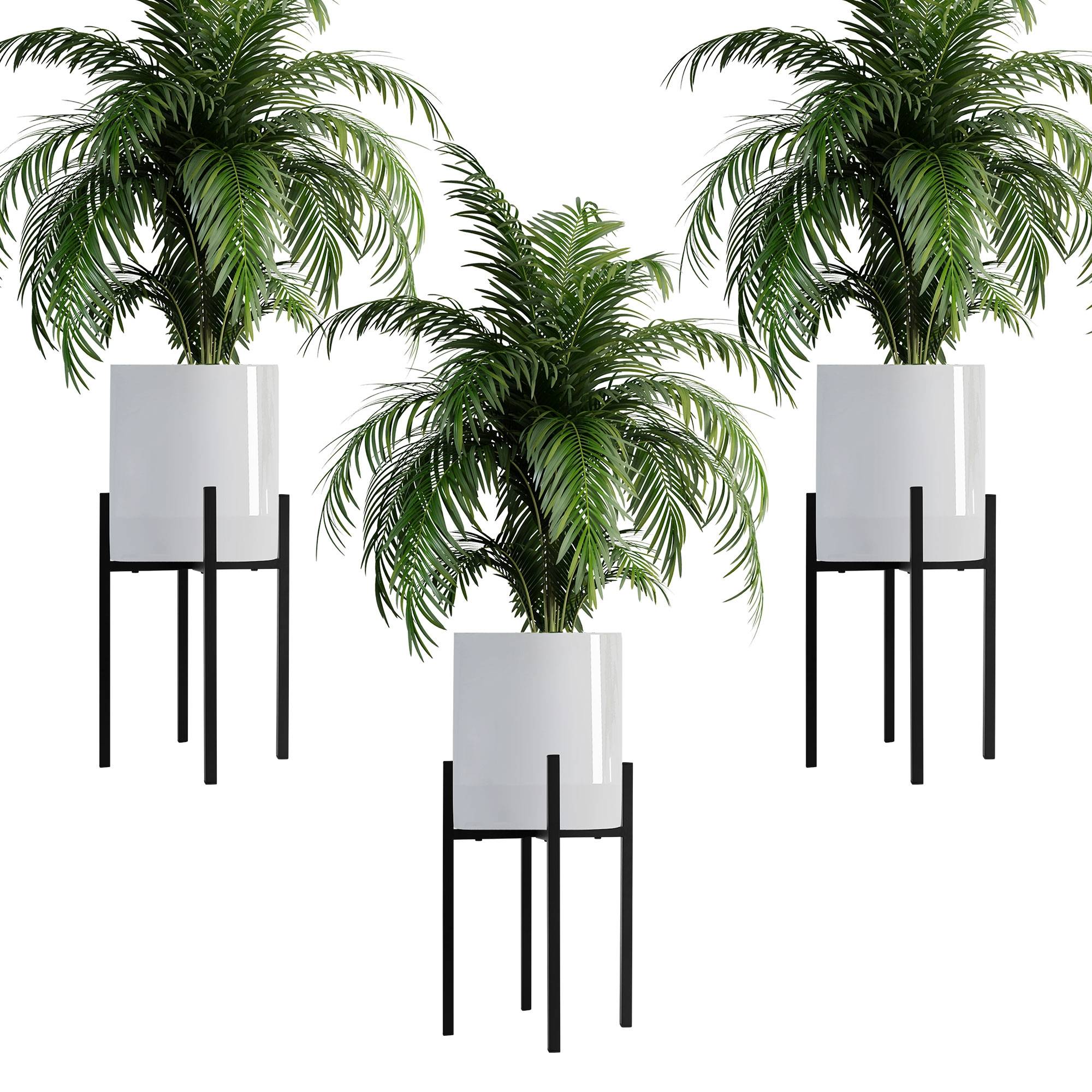 3x Porte-fleurs noir réglable support plante métal pot à fleurs style intemporel - Image 1