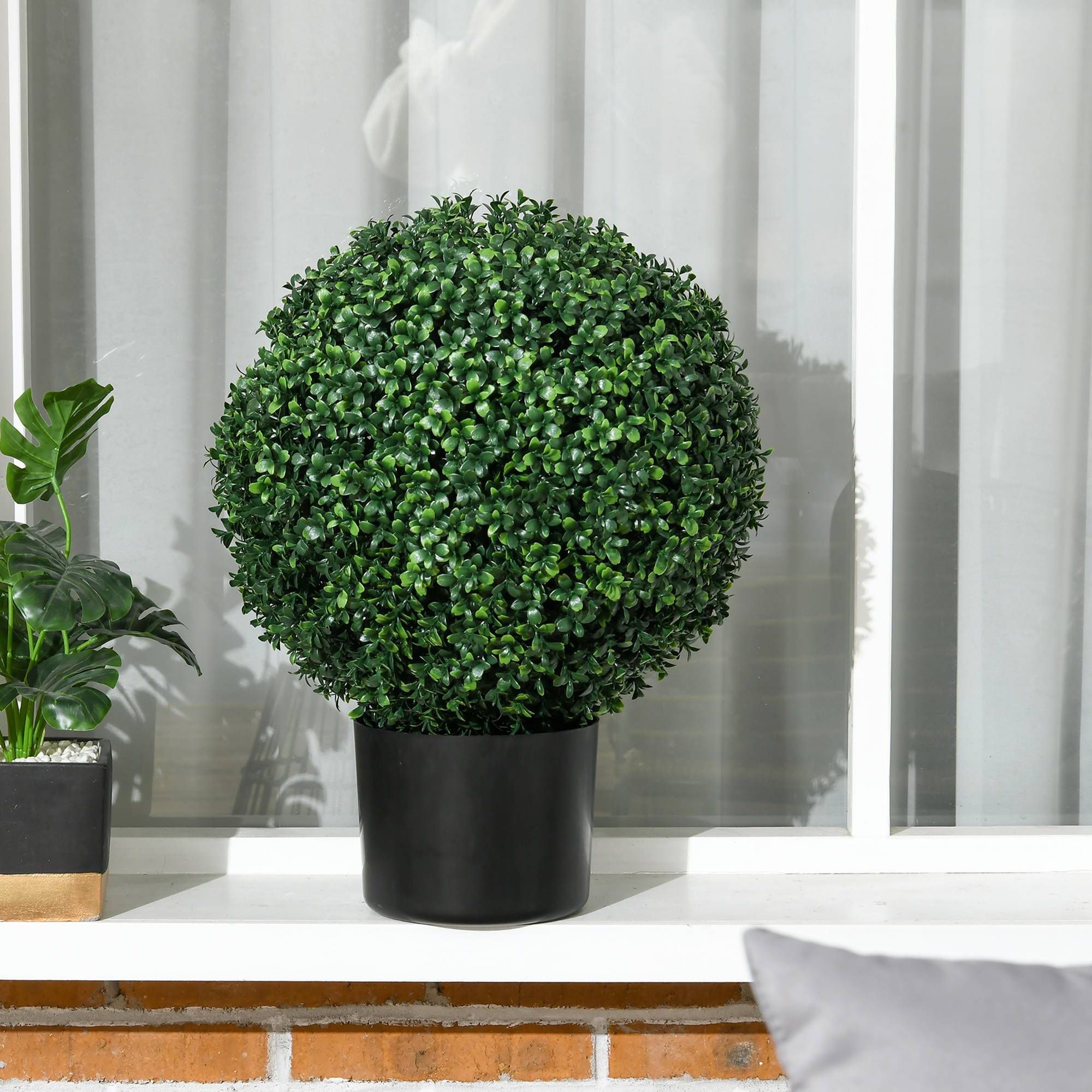 Lot 2 Buis Boules Artificiels PE Jardin Intérieur Anti-UV avec Pot 52cm Vert - ComfortXL Outdoor Living - Image 8