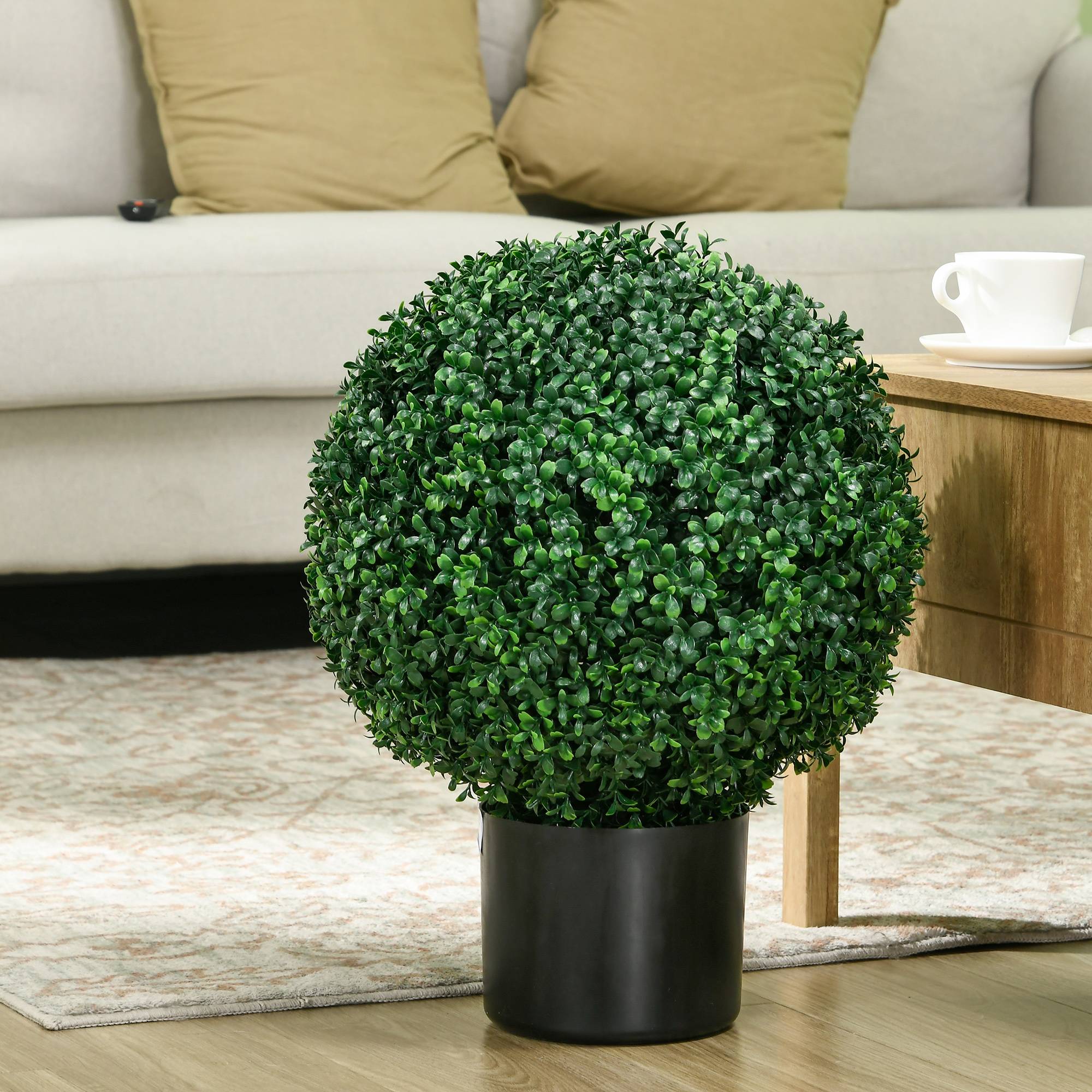 Lot 2 Buis Boules Artificiels PE Jardin Intérieur Anti-UV avec Pot 52cm Vert - ComfortXL Outdoor Living - Image 7