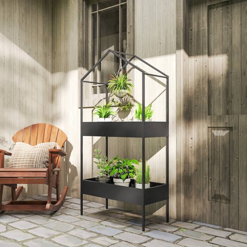 Relaxdays, Noir Etagère à Fleurs Avec Treillis, Jardin, Balcon