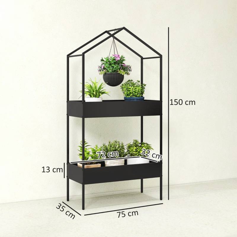 Jardinière Avec Treillis En Bois Sapin 70x30x135 Cm - Bac à Fleurs Balcon Terrasse - Support Plantes Grimpantes