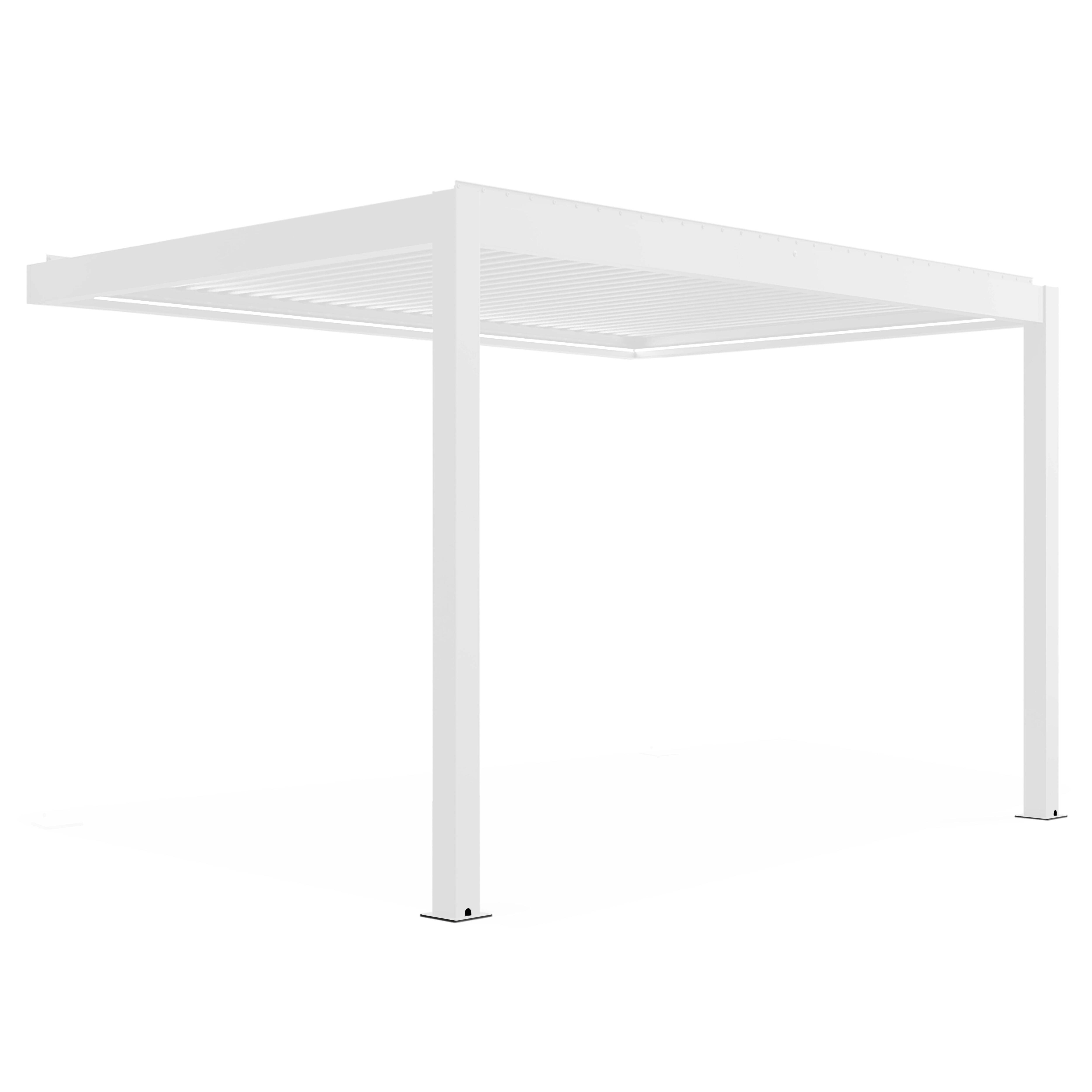 Oviala - Pergola bioclimatique adossée motorisée en aluminium 3x4 m blanc - Oviala - Imagen 2