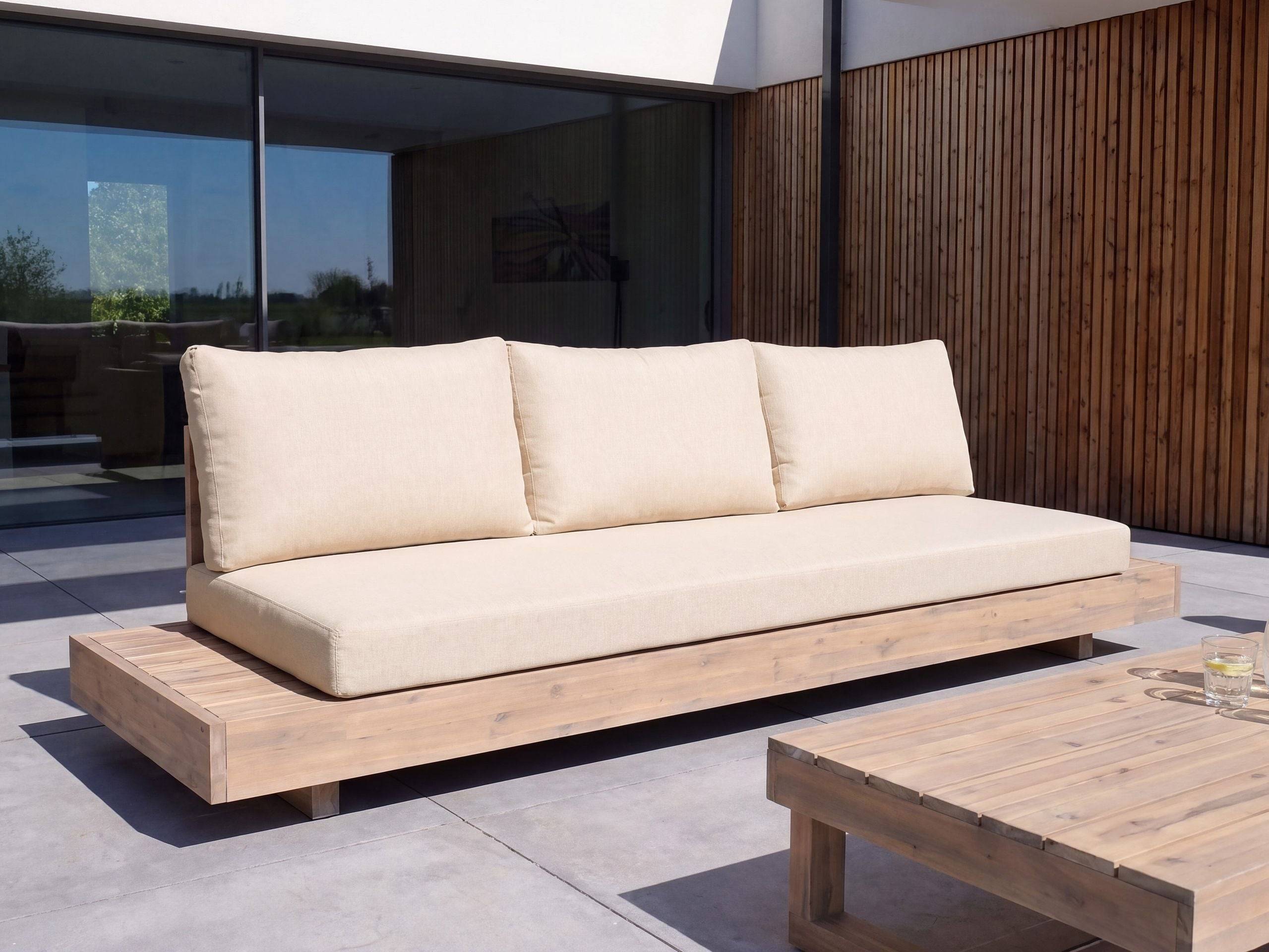 Beliani - Canapé de jardin, 3 Personnes Bois d'acacia certifié Beige MARETTIMO - 230x68x70- Beliani - Image 1