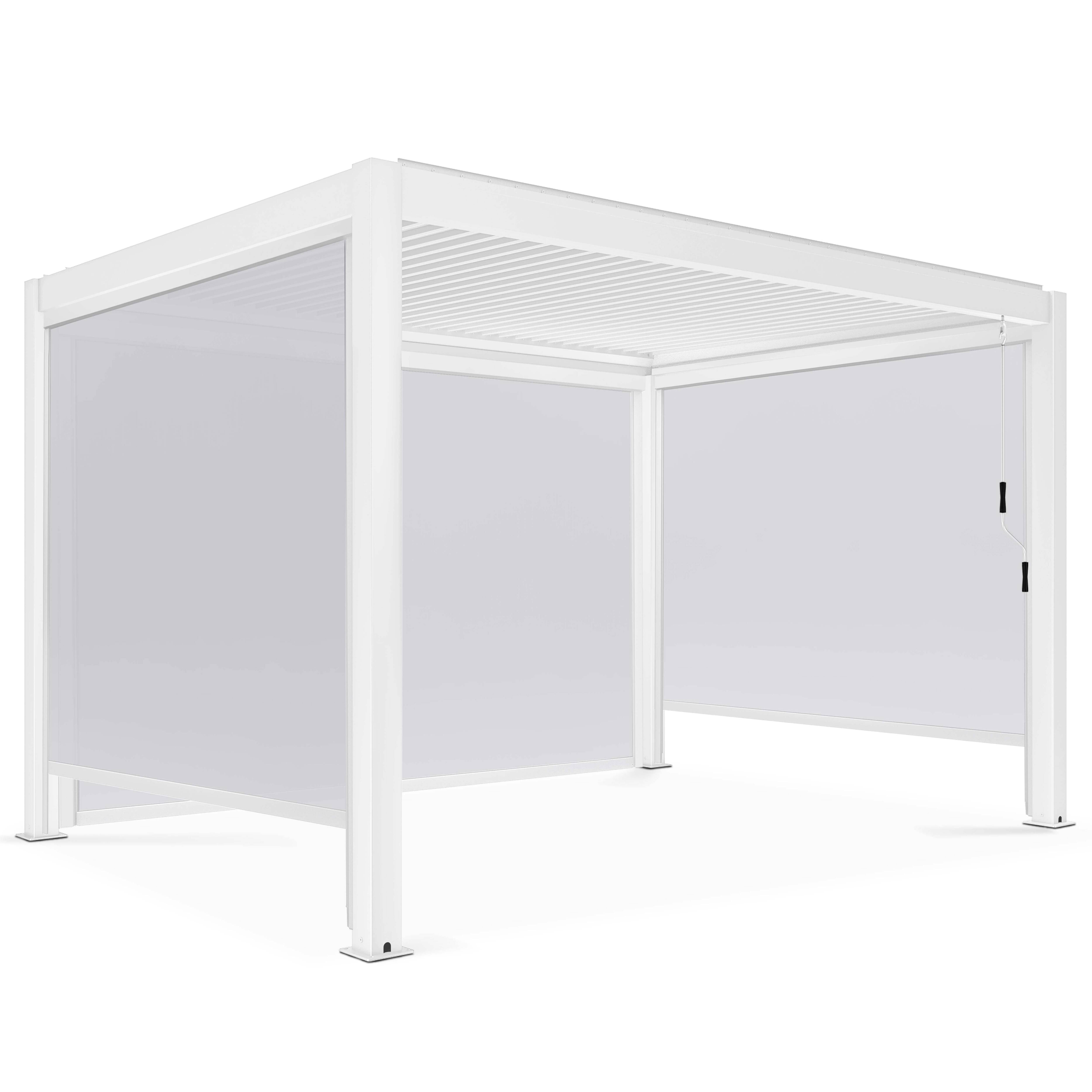 Oviala - Pergola bioclimatique 3 x 4 m autoportée avec 3 stores blanc Athenes - Oviala - Imagen 2