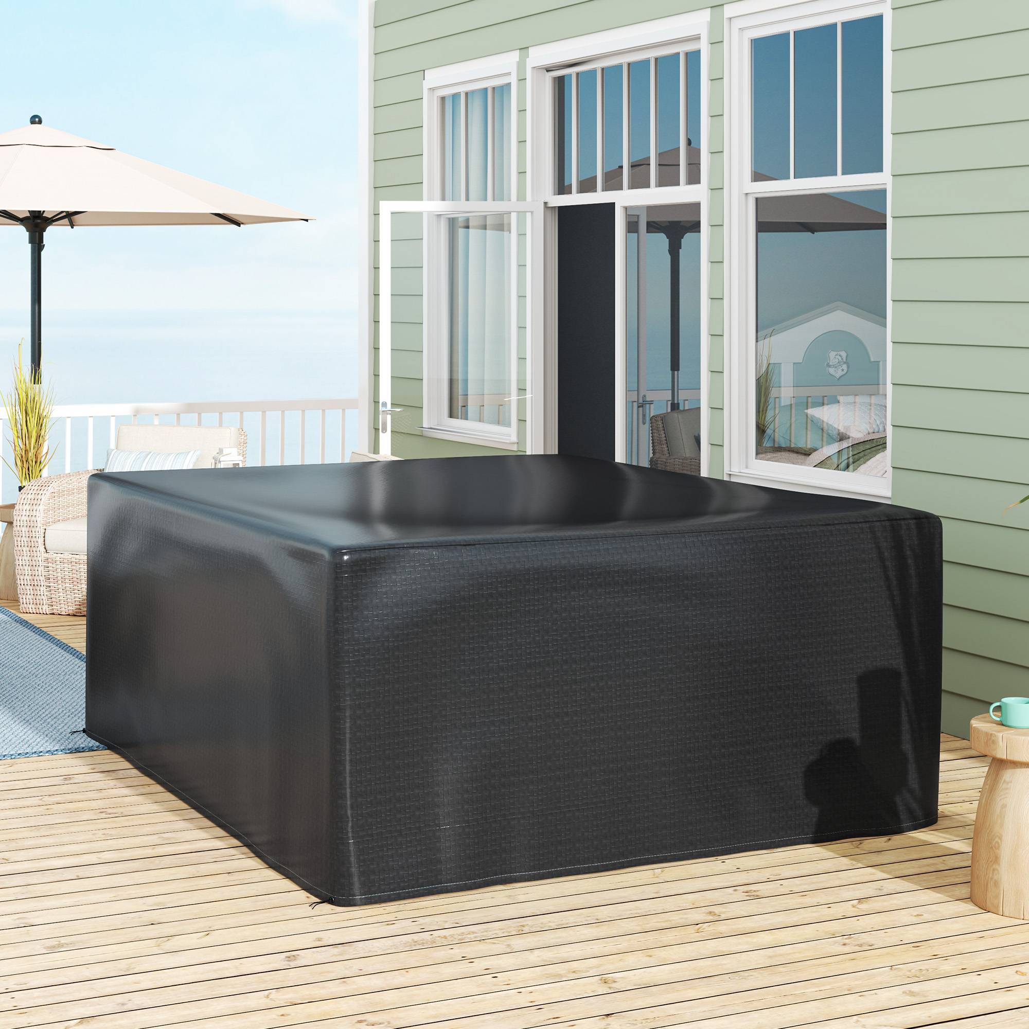 Outsunny - Housse de protection pour table de jardin extérieure 235x190x90cm anti-UV polyéthylène haute résistance noir - Outsunny - Image 6