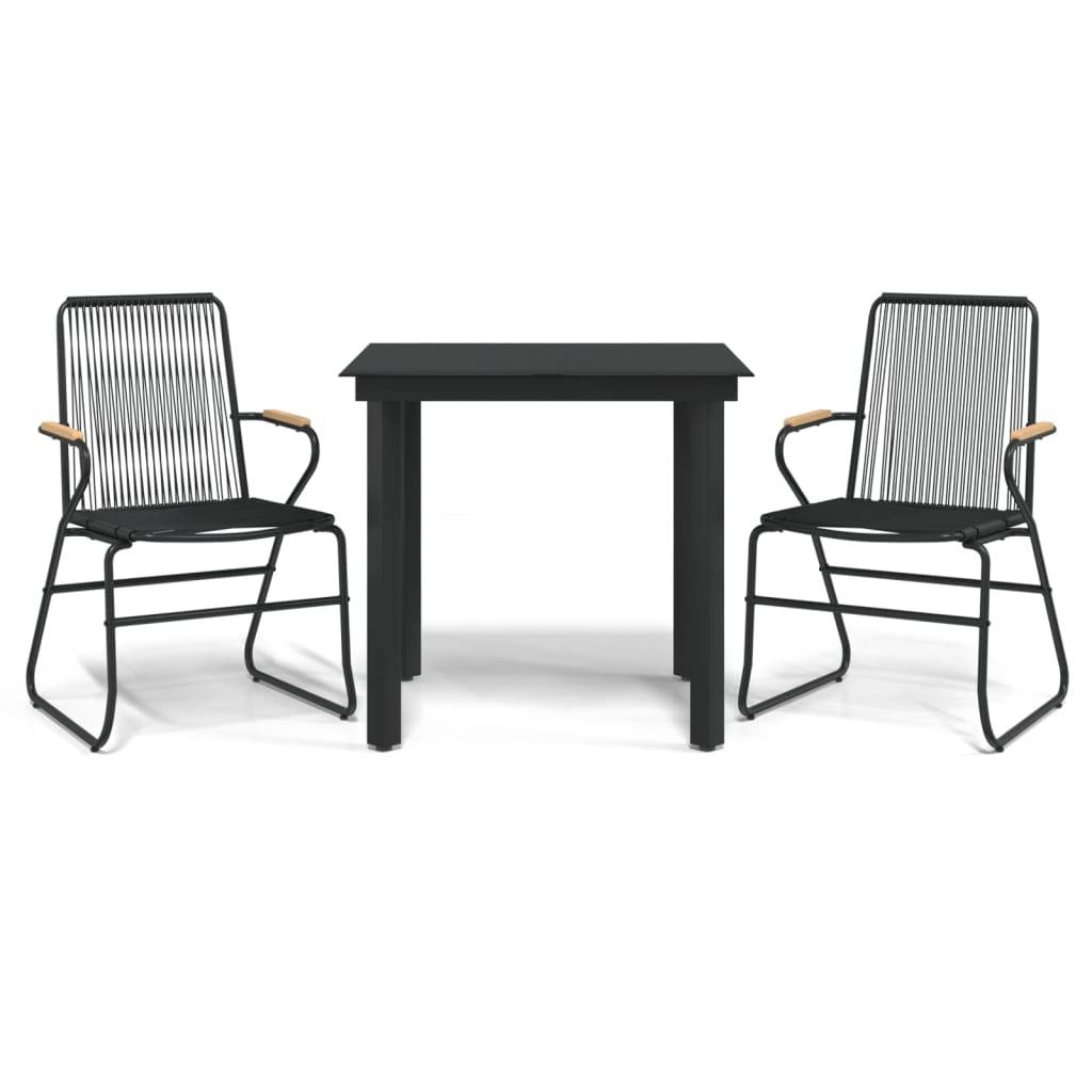 Salon de Jardin 2P Rotin PVC Accoudoirs Bois pour Balcon Noir – ComfortXL Outdoor Living - Image 2