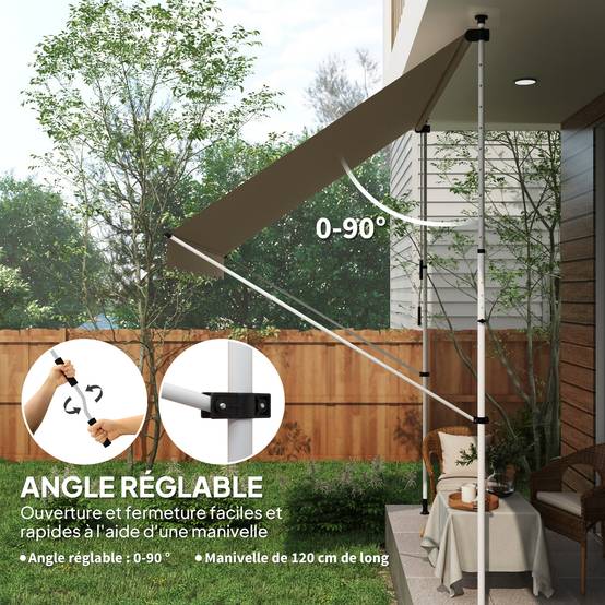 Auvent de Balcon Rétractable en Métal, 200 x 120 cm, sans Perçage Auvent de Balcon Rétractable en Métal, 200 x 120 cm, sans Perçage