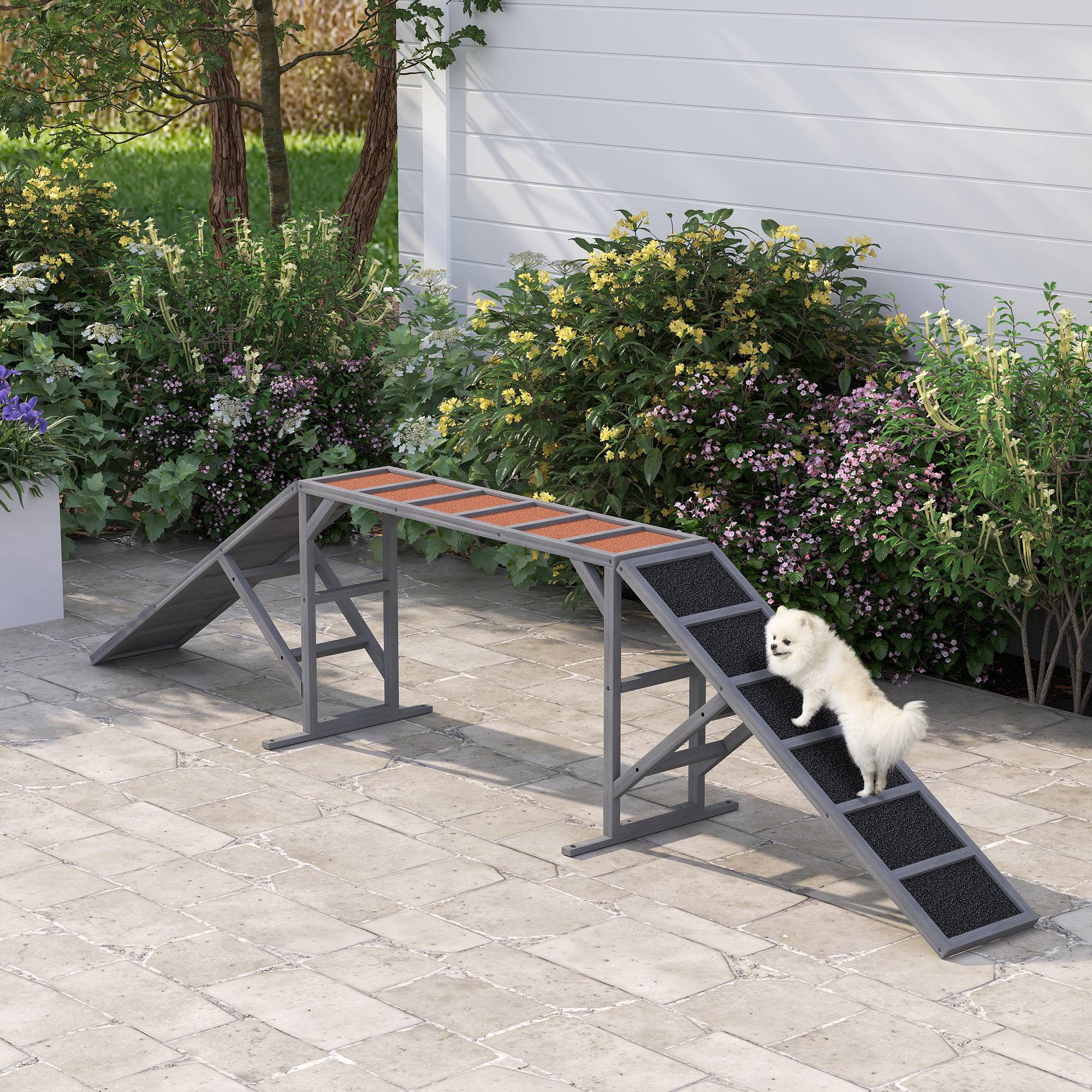 Rampe d'agilité pour chien bois de sapin gris 335 x 55 x 60 cm - PANGIVO - Image 3