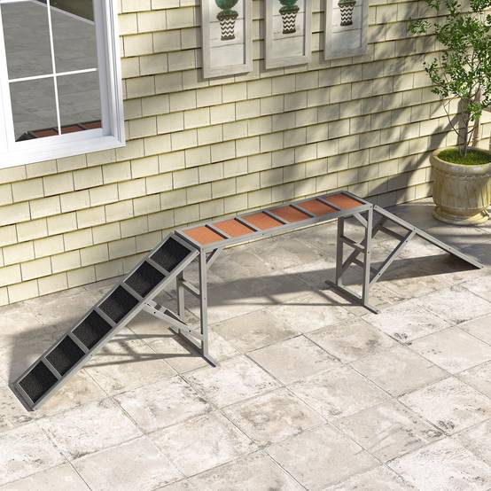 Rampe d'agilité pour chien bois de sapin gris 335 x 55 x 60 cm - PANGIVO - Image 9