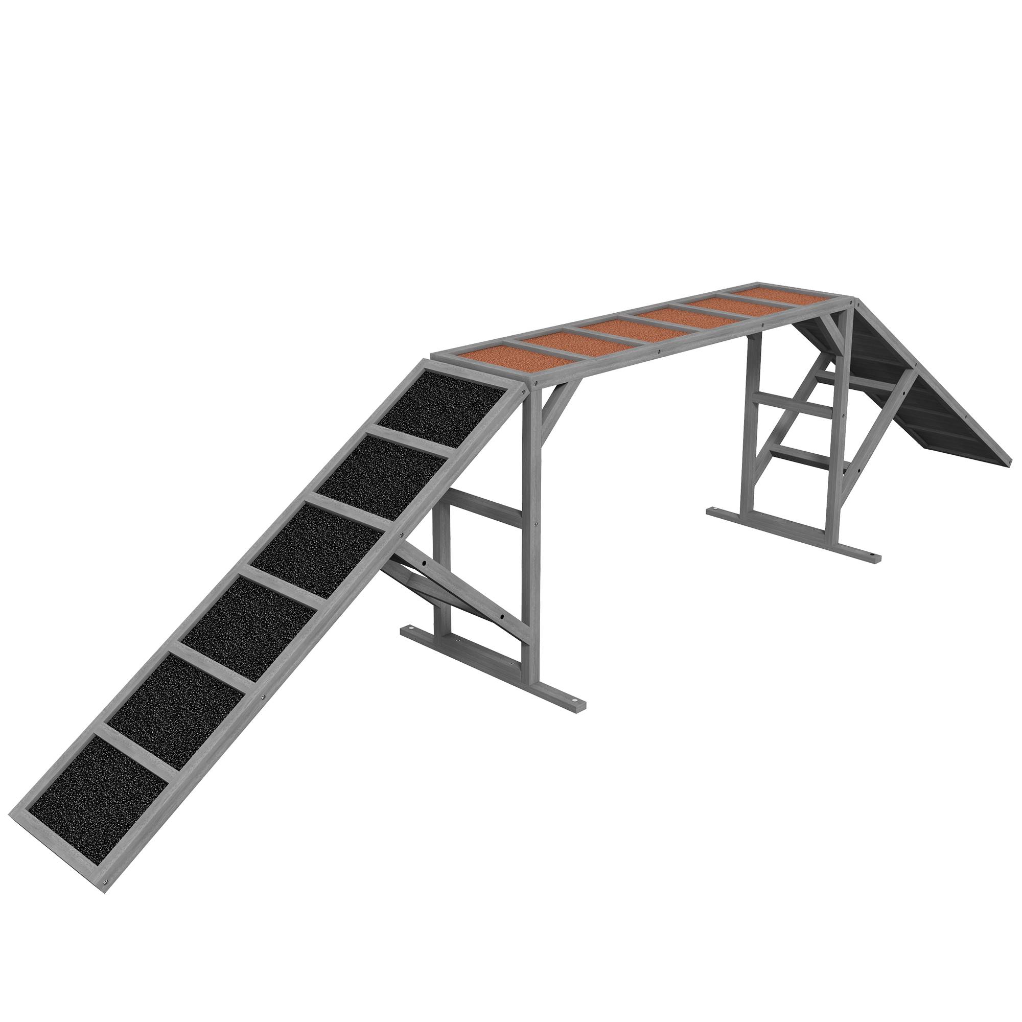 Rampe d'agilité pour chien bois de sapin gris 335 x 55 x 60 cm - PANGIVO - Image 2