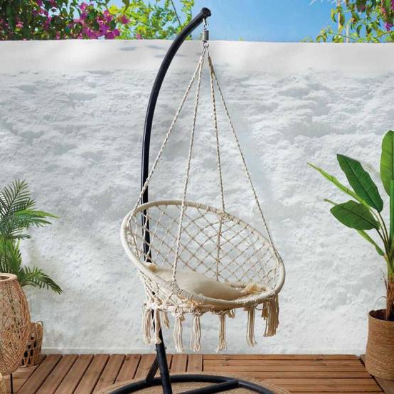 The Home Deco Factory - Fauteuil suspendu macramé Terre inconnue 120 x 80 cm - Image 4