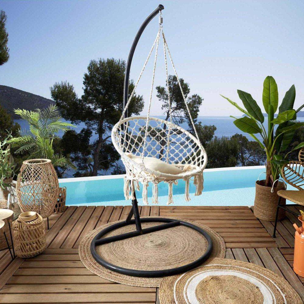 The Home Deco Factory - Fauteuil suspendu macramé Terre inconnue 120 x 80 cm - Image 2