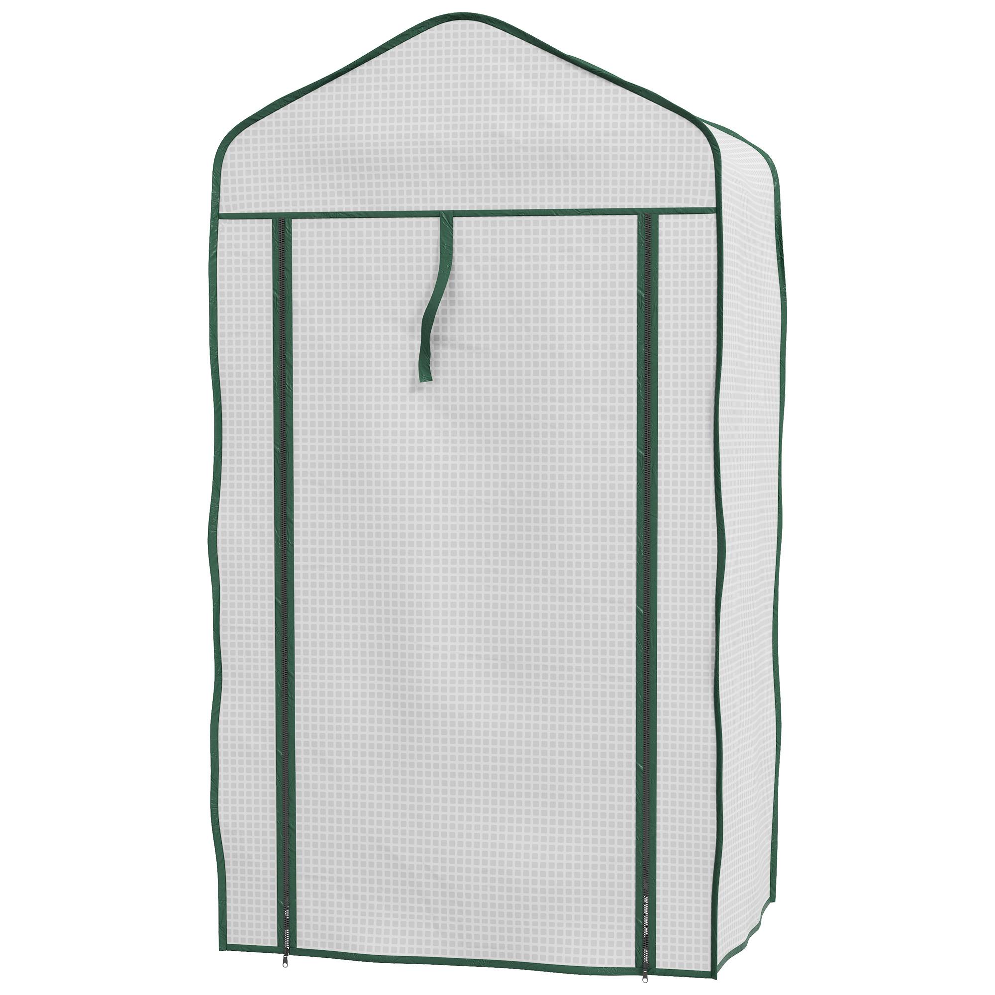 Serre de Jardin étagère 3 Niveaux dim. 59L x 39l x 127H cm métal thermolaqué Vert PE Haute densité 140g/m² Blanc - Image 2
